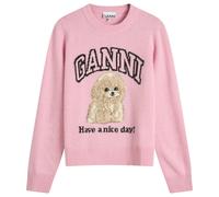 GANNI Women's Graphic Wool Mix Poodle Crewneck Chalk Pink