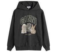 GANNI Women's Isoli Oversize Animals Crop Hoodie Phantom