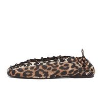 GANNI Women's Leopard Eyelets Lace Up Ballerina