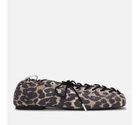 Ganni Women's Leopard-Print Denim Ballet Shoes - UK 3