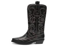 GANNI Women's Mid Shaft Embroidered Western Boots Black/Pink