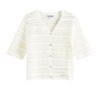 GANNI Women's Short Sleeve Cardigan Egret