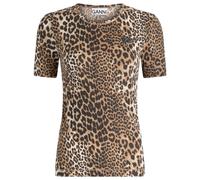 GANNI Women's Soft Cotton Rib Short Sleeve T-Shirt Leopard