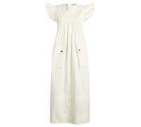 GANNI Women's Stretch Cotton Frill Sleeve Dress Egret