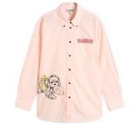 GANNI Women's Stripe Cotton Oversized Shirt Peach Parfait