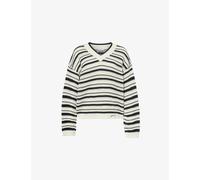 Ganni Womens V-neck Logo-embroidered Organic-cotton Jumper S/m