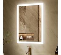 GANPE 50 x 70 cm Motion Sensor LED Bathroom Mirror With Bluetooth, Illuminated Dimmable Makeup Vanity Mirror Wall Mounted, Anti Fog IP44 Waterproof Vertical & Horizontal