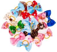 GANPUB 20Pcs/Set Assorted Pet Cat Dog Hair Bows with Rubber Decor Durability and Convenience,Bands Grooming Accessories Small Animals Habitat Apparel and Accessories(Multicolour)