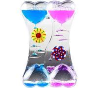 GANPUB Double Heart Liquid Motion Bubble Drip Oil Hourglass Timer Clock Gift Double Heart Liquid Motion Bubble Drip Oil Hourglass Timer Blue Pink Gadgets