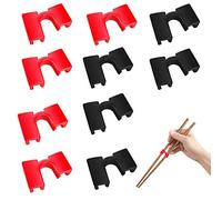 Ganquer 10 Pcs Reusable Chopsticks Helpers Training Chopstick Hinges Connector Practice Chinese Chop Stick Easy Chopstick Trainers for Children, Adults, Beginners (Black + Red)