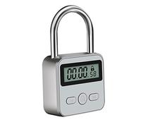 Ganquer Metal Timer Lock, LCD Display Multi-Function Electronic Timer Lock, 99 Hours Max Timing, USB Rechargeable Timer Padlock (Silver)