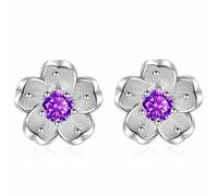 Ganquya Small Flower Cartilage Earring CZ Stud Mini Earrings Small Tragus Earring,Cute Plumeria Cherry Blossom Hypoallergenic Earrings for Gir, Cubic Zirconia, Cubic Zirconia