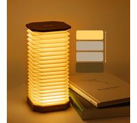 GanSan Portable Walnut Wood Bedside Lamp - USB-C Rechargeable, Dimmable Touch & Table Light for Bedroom, Office, Indoor Garden & Travel (Not Waterproof)