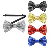 Gansdnek 5 Pcs Sequin Bow Tie, Sequins Adjustable Bow Tie for Men, Sparkling Glitter Bow Tie, Pre-Tied Flash Bow Tie for Weddings, Parties, Carnivals, Evening Events