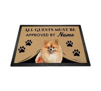 Ganshan Bi Custom Watercolor Pomeranian Welcome Doormat Personalized All Guests Must Be Approved by The Dog Floor Mat for Dog Lover 27.5" x 17.7"