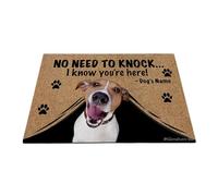 Ganshan Bi Personalized Door Mat with Funny Dog Jack Russell Terrier Welcome Floor Mat No Need to Knock I Know You're Here Gift for Dog Lover 27.5" x 17.7", Style 1
