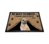 Ganshan Bi Personalized Door Mat with Watercolor Dog Border Terrier Welcome Floor Mat No Need to Knock I Know You're Here Gift for Dog Lover 23.6" X 15.7"