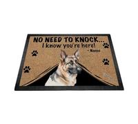 Ganshan Bi Personalized Door Mat with Watercolor Dog German Shepherd Dog Welcome Floor Mat No Need to Knock I Know You're Here 27.5" x 17.7"