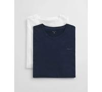 GANT Men's 2-Pack Lounge T-Shirts with Crew Neck, Black, Navy/White, M