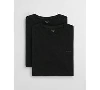GANT 2-Pack Regular Fit Cotton Crew-Neck T-Shirts, Black - Small