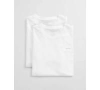 Gant for man. 900002008 Pack of two white crew neck shirts (S), Casual, Homewear, Cotton, Short sleeve
