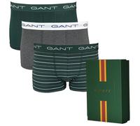 GANT 3-Pack Striped Print Boxer Trunks Gift Set in Tartan Green - Small