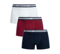 Gant 3-Pack Striped Waistband Boxer Trunks, Navy/White/Burgundy - XXL