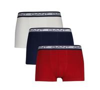 Gant 3-Pack Striped Waistband Boxer Trunks, Navy/White/Red - XXL