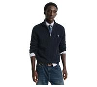 Cotton jumper with half zip and roll neck Gant Cable Bleu L