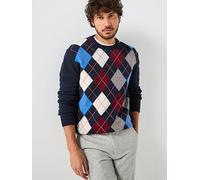 GANT Men's Argyle C-Neck Pullover Sweater, Dark Navy Melange, S
