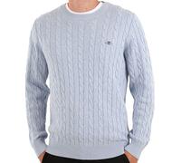 GANT Cotton Cable C-Neck, Ice Blue Melange, M