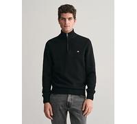 GANT Casual Cotton 1/4 Zip Knitted Jumper - Black, Black, Size 2Xl, Men Black