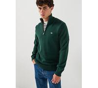 Gant Mens Casual Cotton Half Zip Jumper - Dark Green - Size Medium