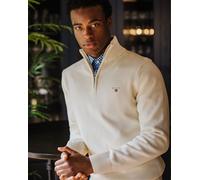GANT Mens Cotton Half Zip Long Sleeve Cream M
