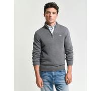 GANT Men's Casual Cotton Halfzip Sweater, Dark Grey Blend, M