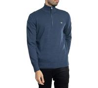 GANT Men's Classic Cotton Halfzip Sweater, Dark Denim Blue Melange, 4XL