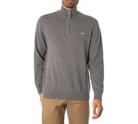 GANT Mens Cotton Half Zip Sweater Grey Melange L