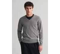 GANT Classic Cotton V-neck Dark Grey Melange size L | Sweaters Outlet | Men | Gray L