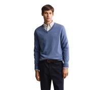 GANT Men's Classic Cotton V-Neck Pullover Sweater, Denim Blue Melange, XL