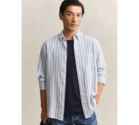 GANT Cotton Linen Blend Striped Shirt Blue Mix
