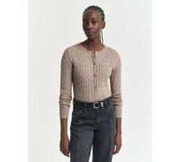 GANT Cotton Rich Cable Knit Cardigan Taupe