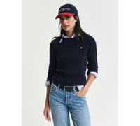 GANT Cotton Rich Cable Knit Crew Neck Jumper Navy