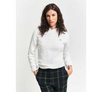 GANT Cotton Rich Cable Knit Crew Neck Jumper White