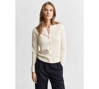 GANT Cotton Rich Crew Neck Cardigan Cream