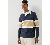 GANT Cut & Sew Rugger Rugby Long Sleeve Polo Shirt, Navy, Size 2Xl, Men Navy