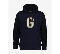 GANT Mens G Badge Hoodie - 433 Evening Blue - 433 Evening Blue - XL