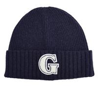 GANT G Badge Knitted Beanie Hat Blue Navy One Size