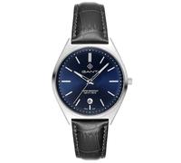 Gant G201003 Abington Men's Quartz Watch with Black Leather Strap, Blue Sunray Dial, Silver Stainless Steel Case, 41 mm, 5 ATM
