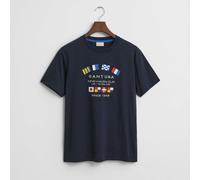 GANT Men's Graphic T-Shirt, Evening Blue - Black - Size: 38/Regular