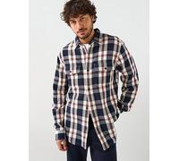 GANT Heavy Twill Long Sleeve Check Overshirt, Navy, Size 2Xl, Men Navy